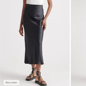 Quince Black Washable Silk Maxi Skirt